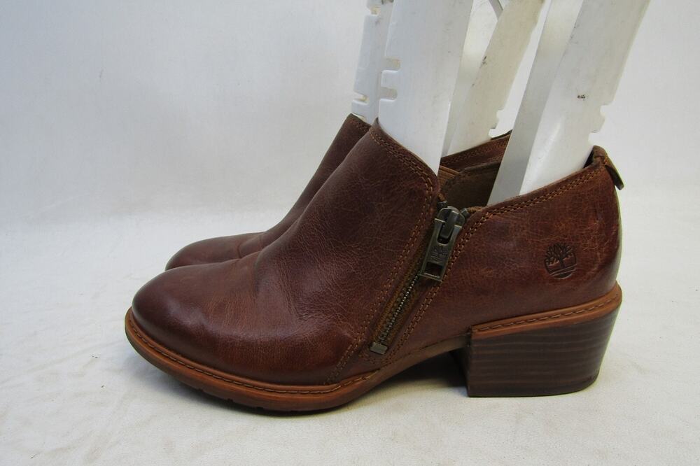 Timberland Womens Size 6.5 M Brown Leather Zip Ankle Booties